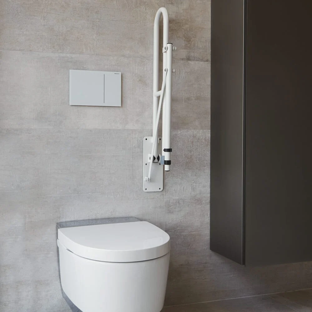NRS Economy Drop Down Toilet Support Rail with Leg - Image 2