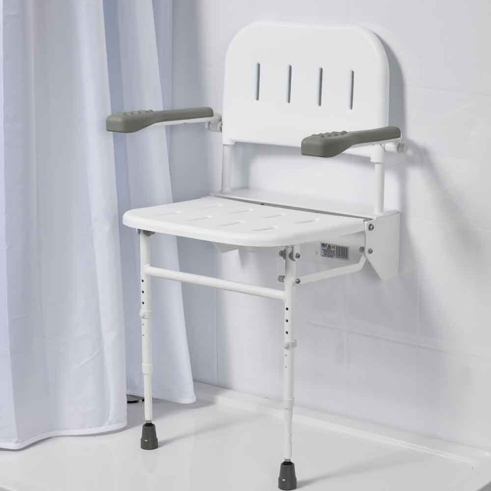 NRS Folding Shower Seat with Legs - Back and Arms - Image 4