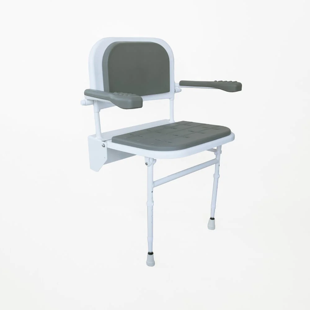 NRS Folding Shower Seat with Legs, Padded Seat, Back, and Arms - Image 5