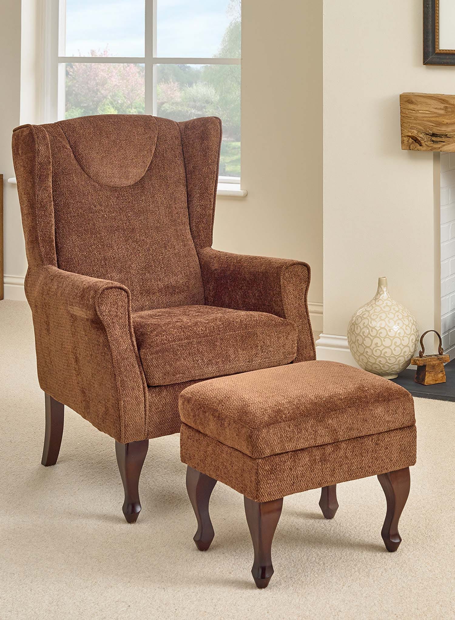 Mulberry Fireside Chair with Footstool - Image 3
