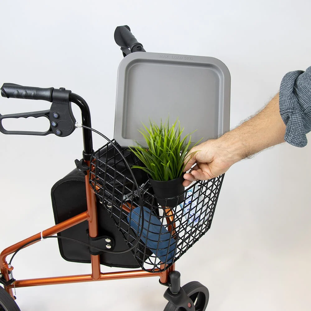 NRS 3 Wheel Aluminium Rollator with Basket & Tray - Image 12