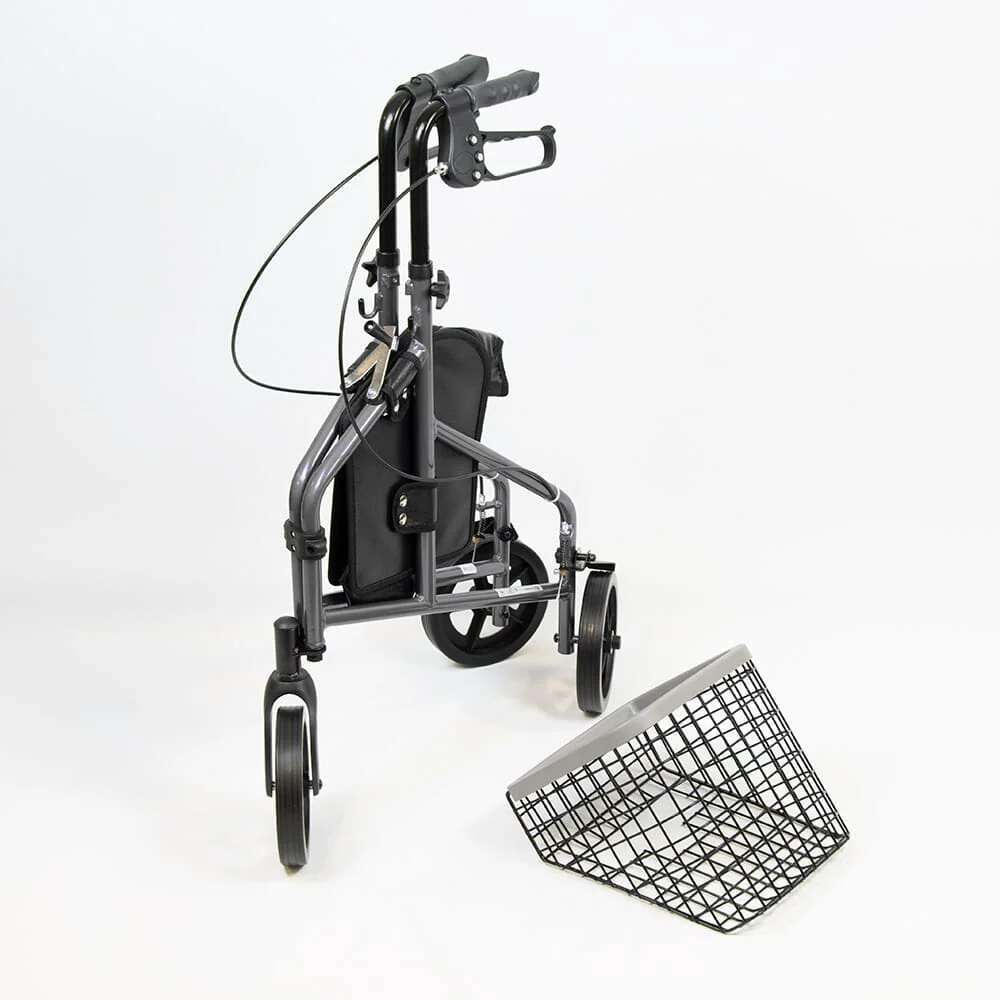 NRS 3 Wheel Aluminium Rollator with Basket & Tray - Image 2
