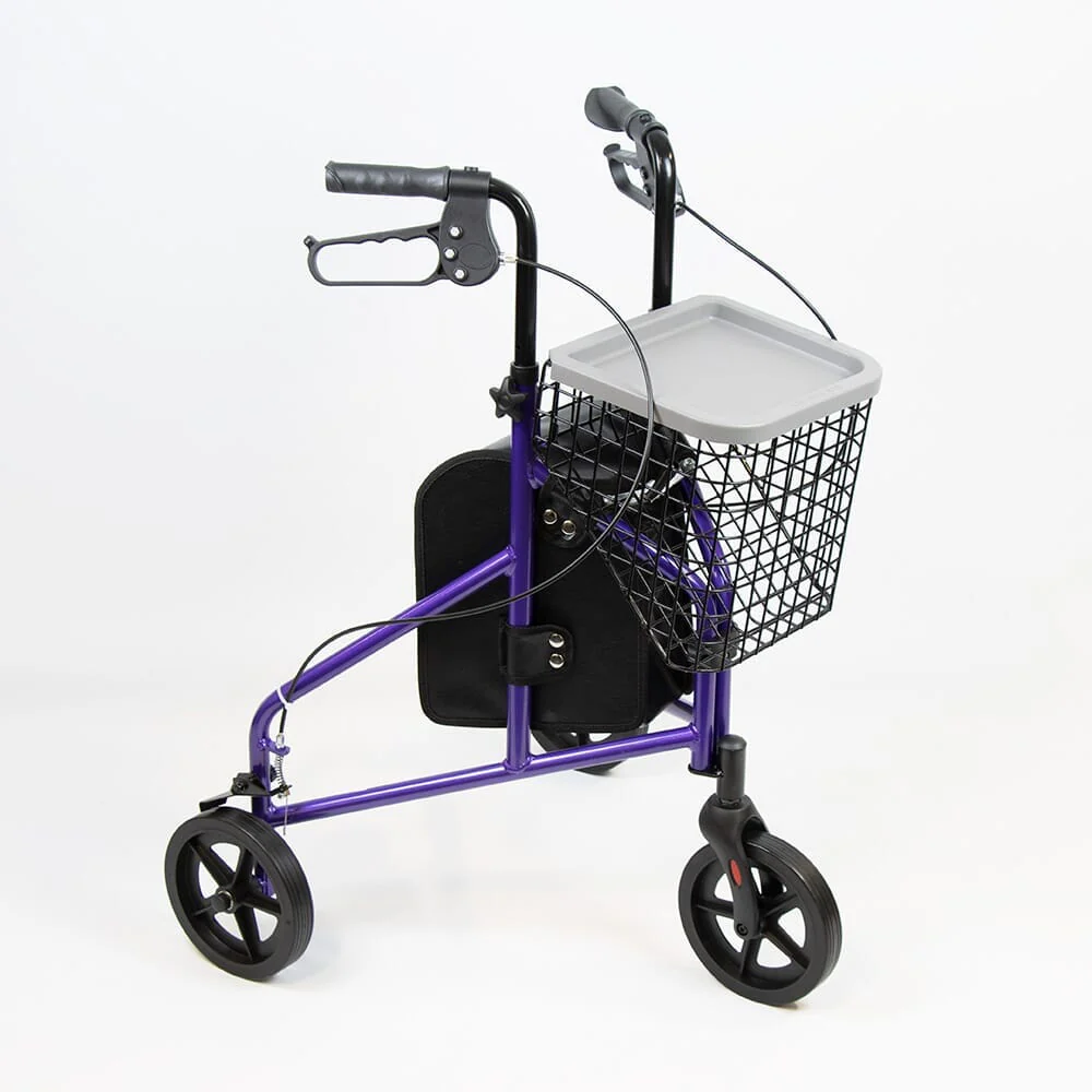 NRS 3 Wheel Aluminium Rollator with Basket & Tray - Image 5