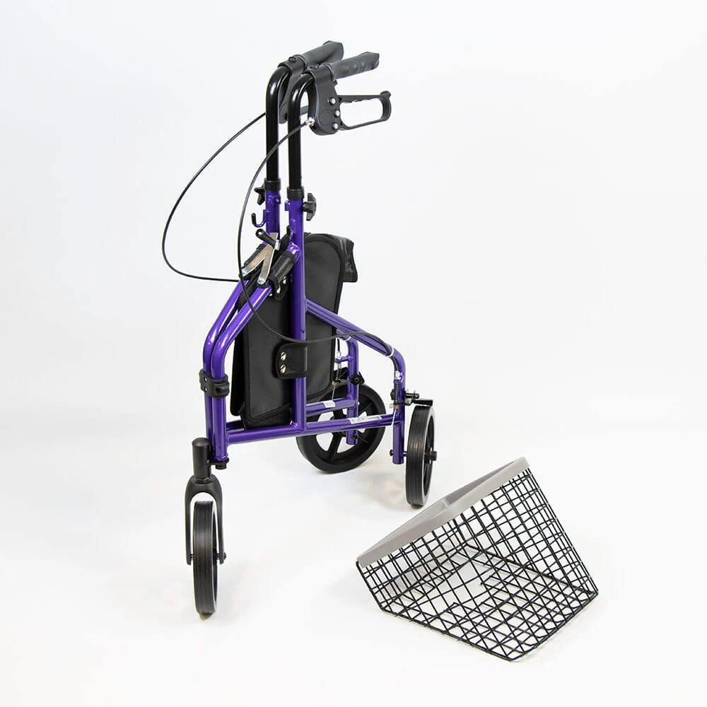 NRS 3 Wheel Aluminium Rollator with Basket & Tray - Image 6