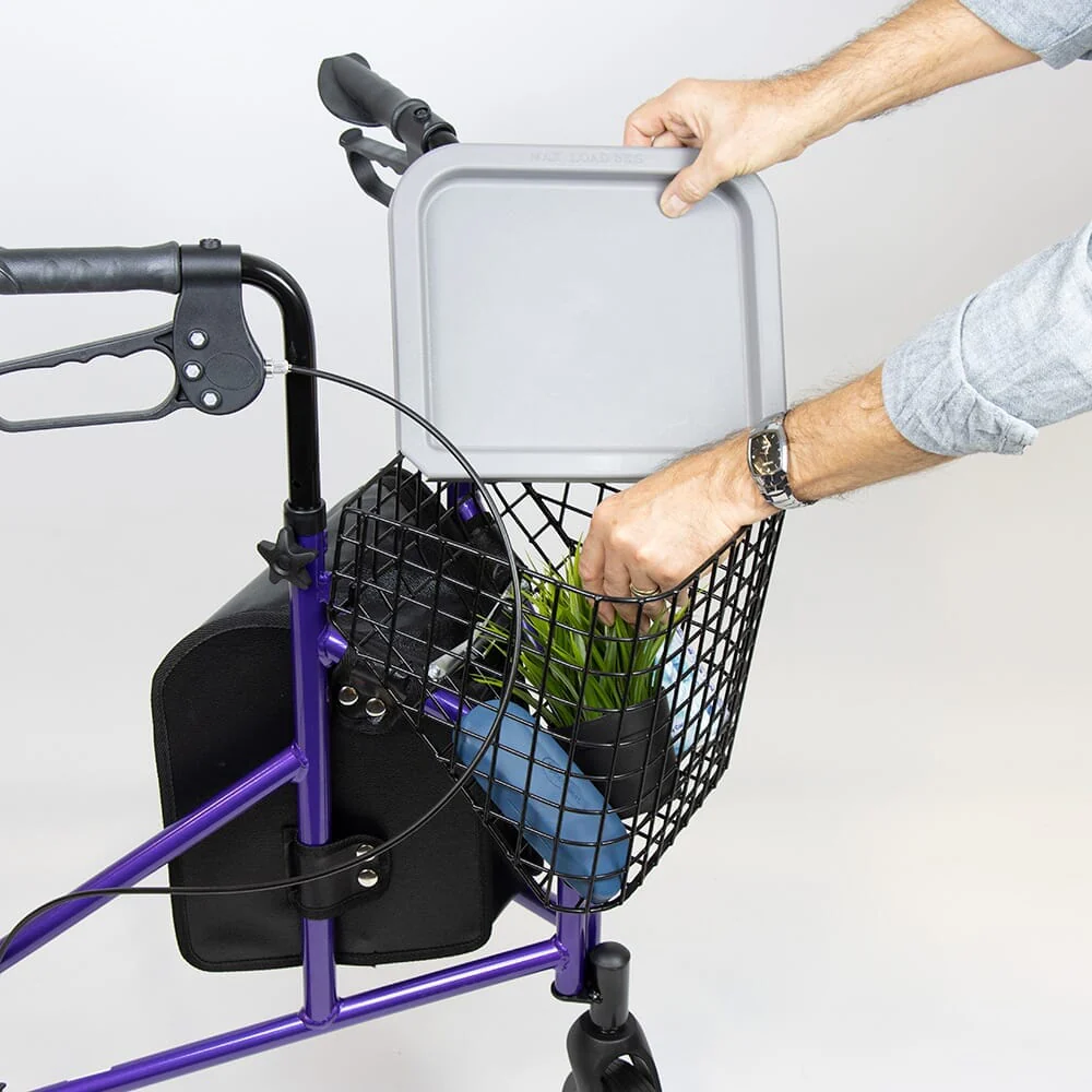 NRS 3 Wheel Aluminium Rollator with Basket & Tray - Image 8