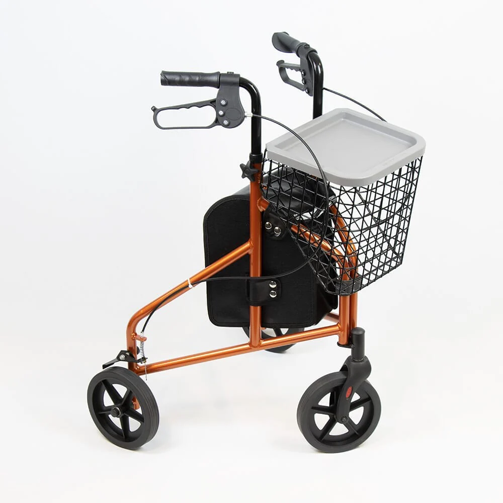 NRS 3 Wheel Aluminium Rollator with Basket & Tray - Image 9
