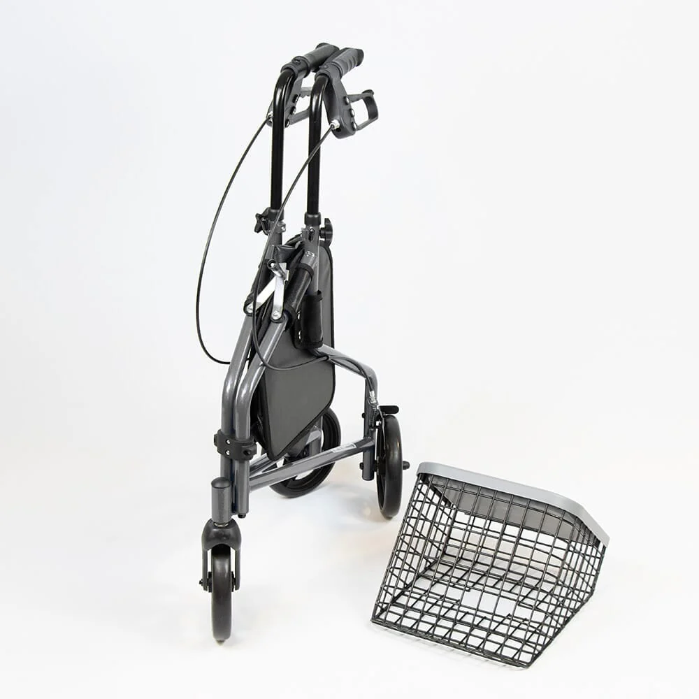 NRS 3 Wheel Steel Rollator with Basket & Tray - Image 10