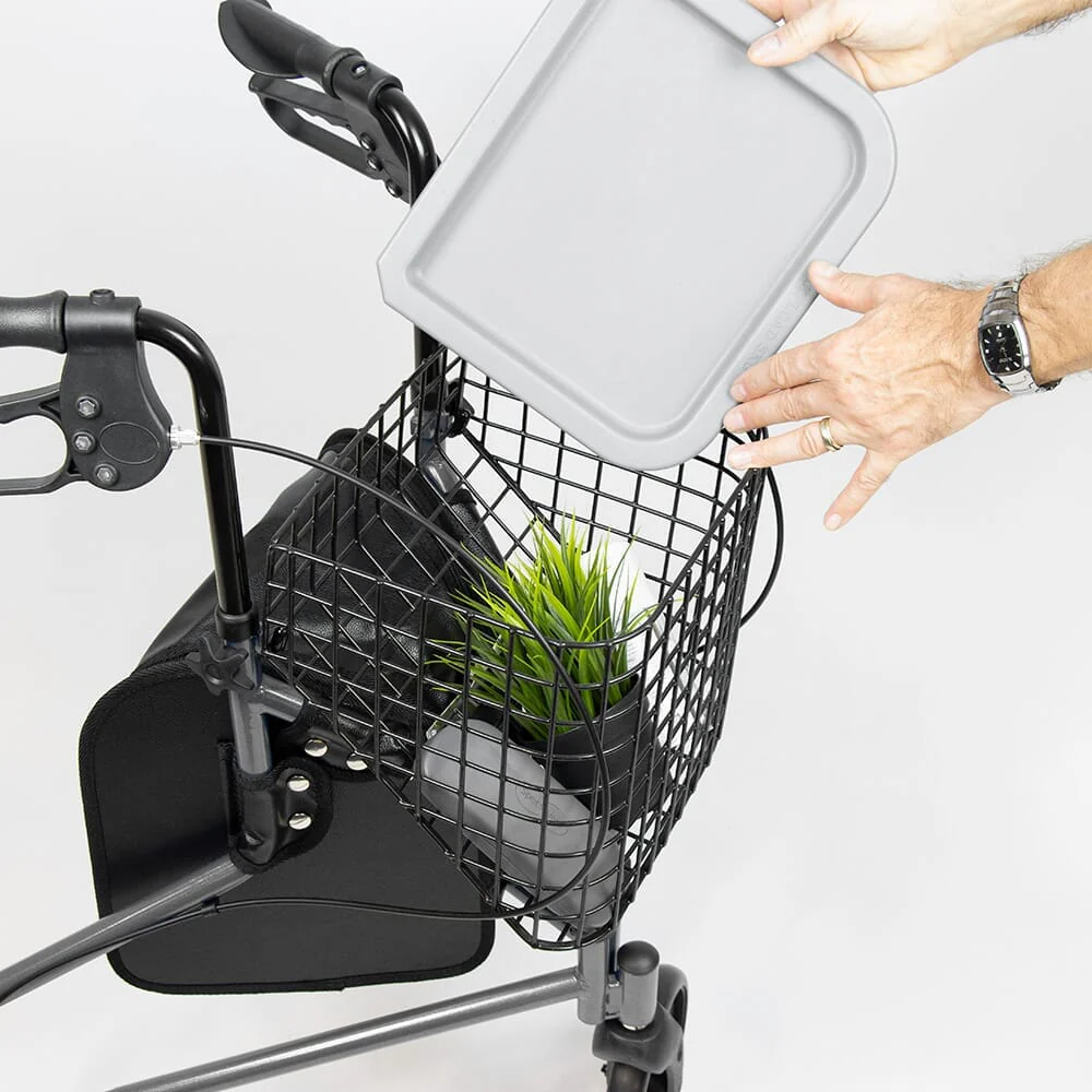 NRS 3 Wheel Steel Rollator with Basket & Tray - Image 12
