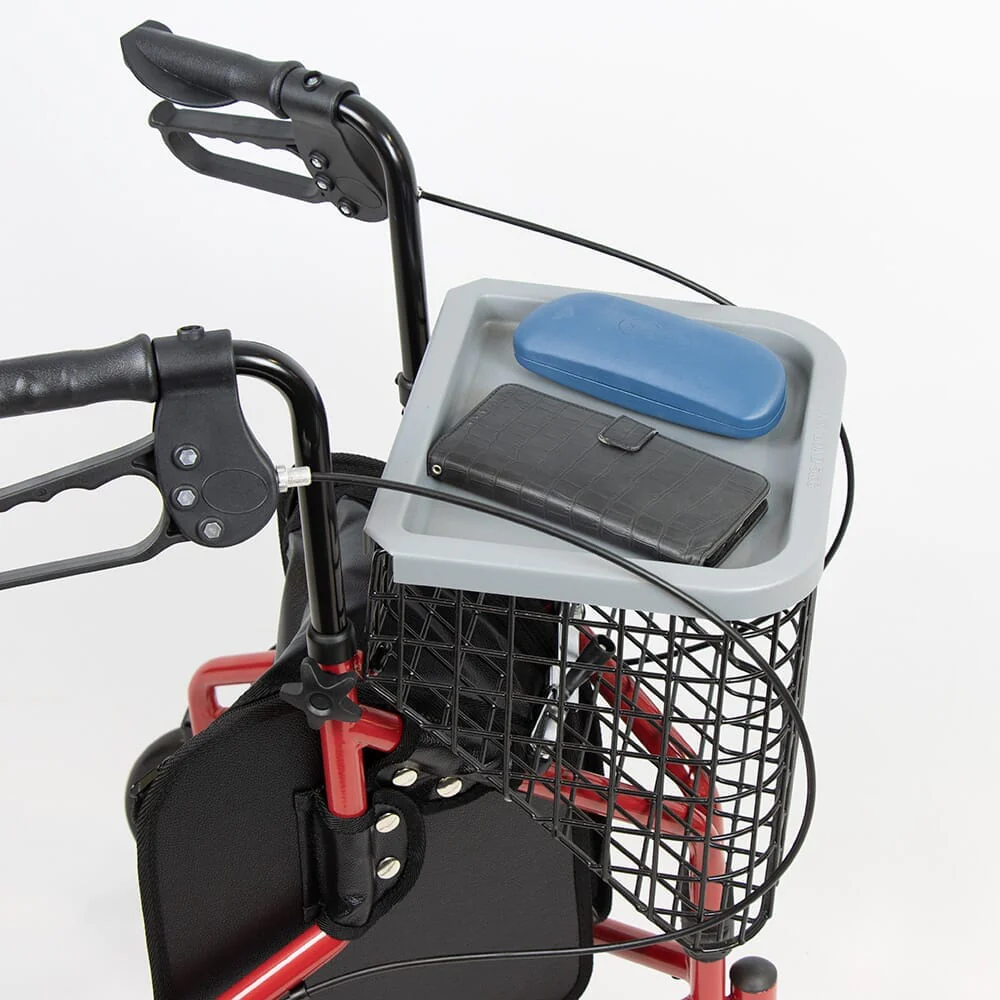 NRS 3 Wheel Steel Rollator with Basket & Tray - Image 3
