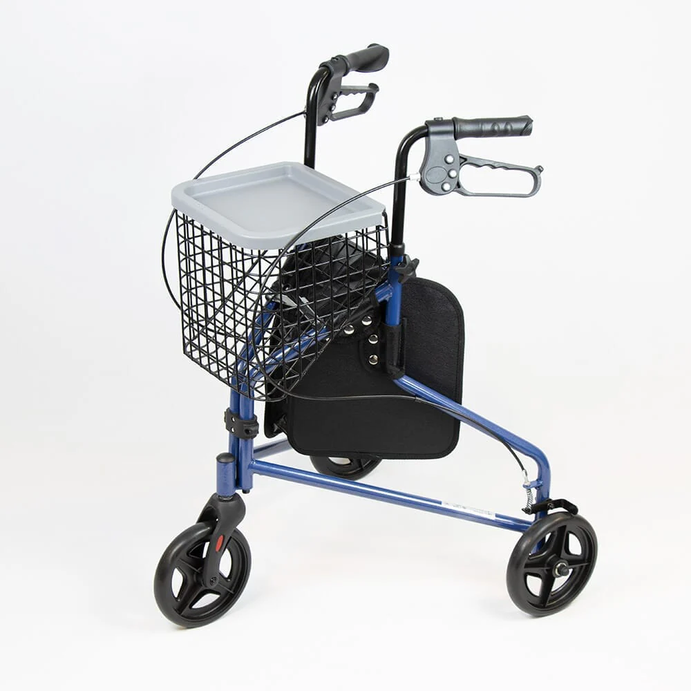 NRS 3 Wheel Steel Rollator with Basket & Tray - Image 5