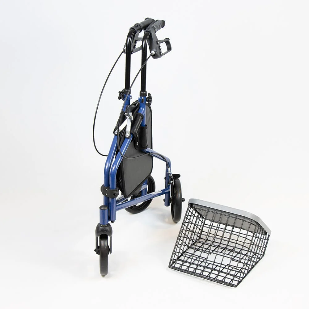 NRS 3 Wheel Steel Rollator with Basket & Tray - Image 6