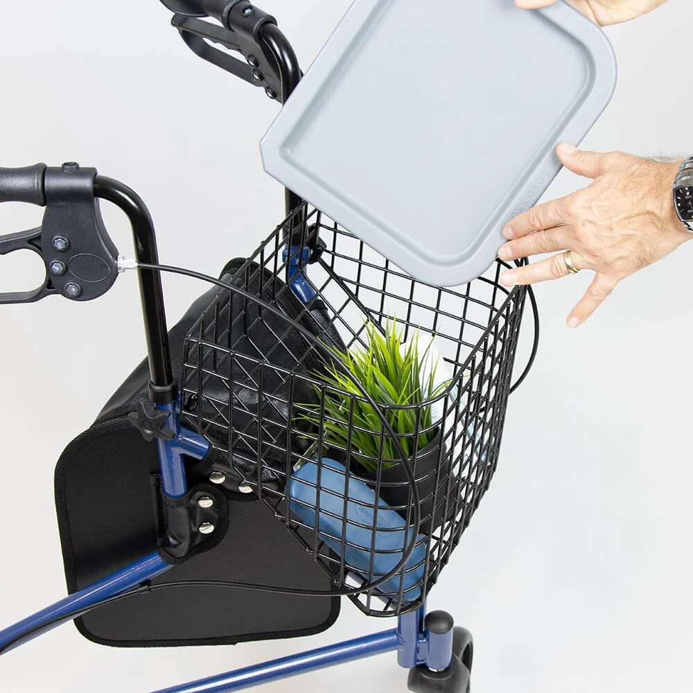 NRS 3 Wheel Steel Rollator with Basket & Tray - Image 8