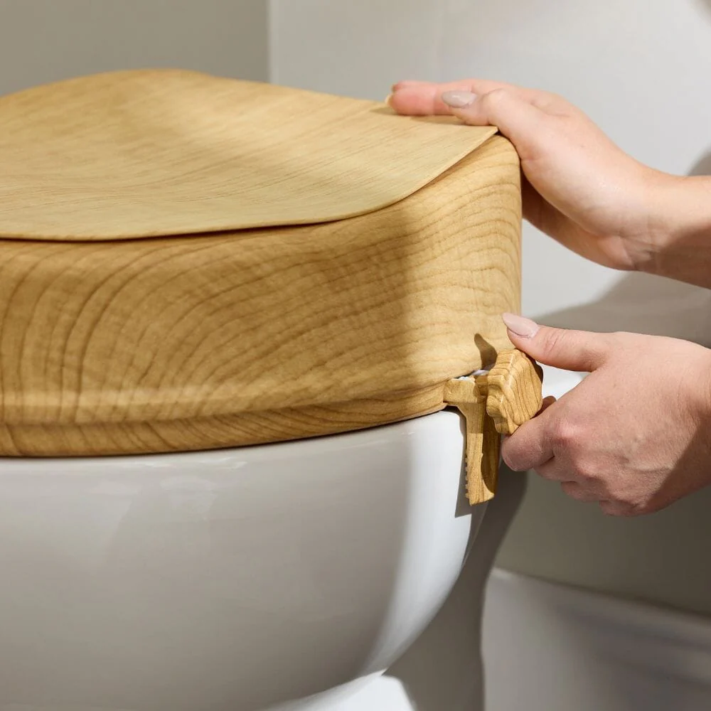 Sanctuary Oak Effect Raised Toilet Seat With Lid - Image 4